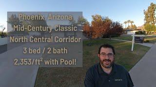 House For Sale in Phoenix Arizona with Pool, Mid-Century 3 bed / 2 bath