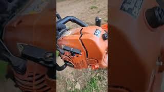 Echo Timber Wolf CS-590 on the back of the MechMaxx Stump Grinder. Start-up and cross cut!