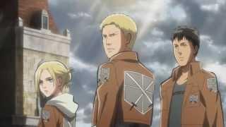 Attack On Titan Ep 8 Scene Jean leads soldiers to HQ [HD]