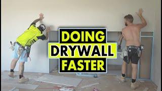 Drywall Construction Crew Working Fast