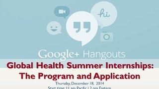 Global Health Summer Internships: The program and application