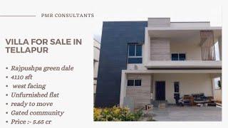 4BHK || VILLA FOR SALE IN RAJPUSHPA GREEN DALE || TELLAPUR || WEST FACING || 330 SQ YDS