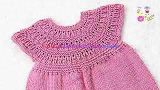 LETS KNIT THIS BEAUTIFUL BABY LUCY  DRESS easy knit pattern by KNITTING FOR BABY various sizes