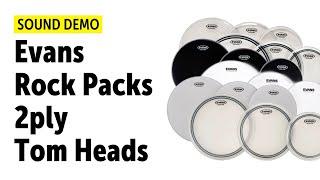 Evans | UV2, EC2S, G2, ONYX |  2ply Rock Tom Packs | Sound Demo (no talking)