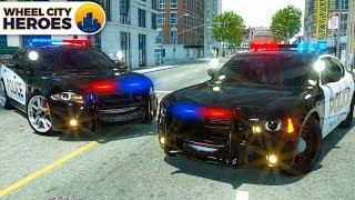 Police Car Lucas Tyre Stuck in Resin | Wheel City Heroes (WCH) 3D Cartoon for Kids