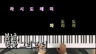 봄날 벚꽃 그리고 너 (쉬운 버전) - 에피톤 프로젝트,노래방자막으로 피아노 배우기 Piano Cover