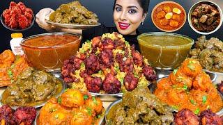 ASMR Eating Spicy Chicken Curry,Fried Rice,Chicken Lollipop,Liver Fry Big Bites ASMR Eating Mukbang