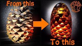 Woodturning the Amber Pinecone Lamp - Fiery Dragon Egg