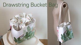 DIY 아웃포켓이 있는 스트링 버킷백, 복조리백 만들기 - How to make a Drawstring Bucket Bag