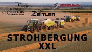 Strohbergung XXL Zeitler u. Hesselbach mit zwei Claas Quadrant 5300FC + QUADRO PAC V und Torion1812