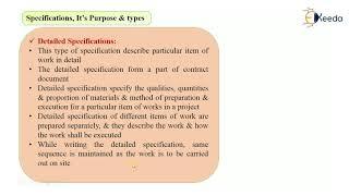 Specifications, Its Purpose and Types - Specifications and Rate Analysis