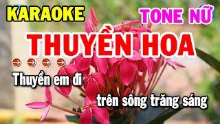 Karaoke Thuyền Hoa Tone Nữ Nhạc Sống Cha Cha Beat Chuẩn Nhất | Kho Nhạc Karaoke