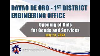 Procurement Livestream for DPWH Davao de Oro, 1st DEO on July 23, 2024