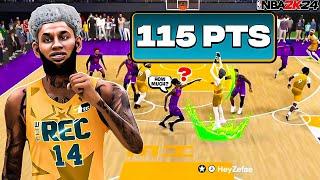 I BROUGHT MY DEMIGOD POINT GUARD TO REC! BEST BUILD IN NBA 2K24! I DROPPED 115 POINTS