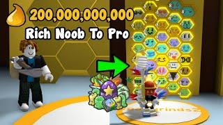 Rich Noob VS Bee Swarm Simulator #7! Made 200 Billion Honey! Got 45 Bees! Roblox