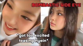 Introvert HAERIN got too hyper that made HYEIN side eyeing her