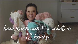 How much can I crochet in 12 hours?? // a crochet challenge vlog