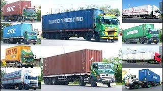 Kompilasi Truk Kontainer Ganteng !! Truk Trailer Wingbox Hino Isuzu Giga UD Quester Mitsubishi Fuso