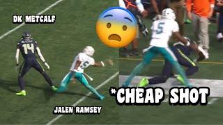 DK Metcalf Vs Jalen Ramsey  *CHEAP SHOTS! (WR vs CB) Seahawks vs Dolphins 2024 highlights