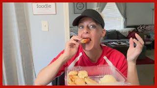 EATING CHEESE BITES & MASHED POTATOES MUKBANG / EAT WITH ME | Angie's Life