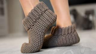 EASY Crochet Slippers Tutorial | RIBBED Slippers Crochet Pattern