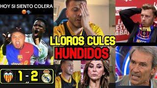 LAS MEJORES REACCIONES Y LLOROS CULES A LA VICTORIA DEL REAL MADRID 2 VS VALENCIA 1  LLOROS CULES