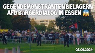 Gegendemo BELAGERT AfD Bürgerdialog   vor der Philharmonie Essen - Protest zur AfD Veranstaltung