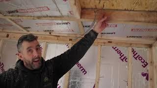 Garden room 1st fix electrical circuits and roof insulation