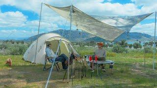 Relaxing lakeside camping ASMR with Snow Peak Vault and Takibi Tarp Hexa M | Korean camping