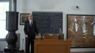 Michael Zak inside the Little Schoolhouse at Ripon, Wisconsin