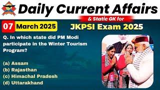 07 March 2024 | Daily Current Affairs and Static GK for JKPSI Exam 2025 |  Jkssb Online Tutorial.