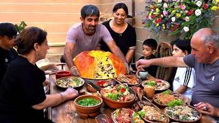 Azerbaijani Village Girl Cooked Big SHAH Pilaf & 8 Types of Food for Guests