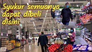 SHOPPING IN A BIG SUPERMARKET DURING COVID 19 ,GERMANY  (Berbelanja di Supermarket besar)