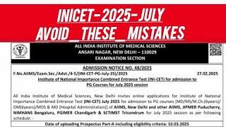 INICET 2025 JULY SESSION IMPORTANT INSTRUCTIONS ___|#inicet2025