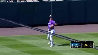 Kris Bryant DROPS THE BALL ALLOWING 3 RUNS TO SCORE | LA Dodgers @ Colorado Rockies 4/10/2022