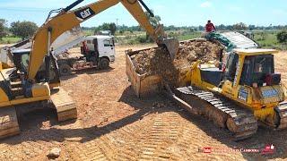 Top Dump Truck Driver Back Deep Landslide Stuck And Heavy Recovery By Excavator Dozer Extremely