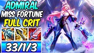 *33 KILLS* ADMIRAL BATTLE BUNNY MISS FORTUNE ADC GAMEPLAY Best Build & Runes | League of Legends