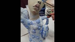 glazing a lady with budgies teapot