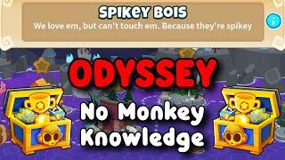 BTD6 Odyssey | No Monkey Knowledge Guide | Hard Mode Tutorial | Spikey Bois