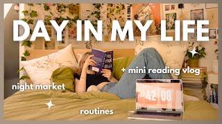 VLOG: spend the day with me!!  mini reading vlog, night market, cleaning, routines