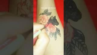 Black cat tattoo with roses #tattoo #tattoos #short #shorts #youtubeshorts