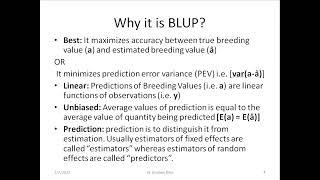 Use of BLUP for prediction of animal breeding values