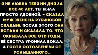 Я не любил тебя все 40 лет, ты была просто удобной — сказал муж жене на годовщине. Гости остолбенели