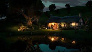 Hobbit Lake Night Ambience Calm Night in the Shire  Crickets & Water Lake Sounds to Relax & Sleep