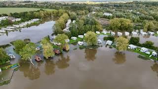 Cosgrove Caravan Park Milton Keynes flooding footage September 2024 aerial drone footage.