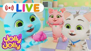 LIVEThree little kittens, Peanut butter & Jelly + More | Jolly Jolly & Animals - Best Kids Songs!