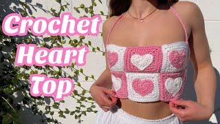 Crochet Heart Top | Crochet Heart Squares 