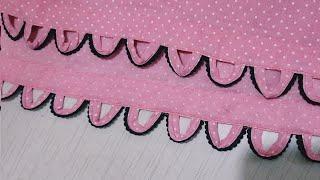 kurti ghera design with lace and loops || kurti daman design