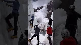 Ice Climbers React To Massive Avalanche Coming Towards Them #trending