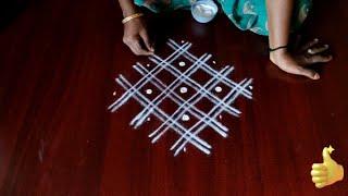 Beautiful and easy friday special double stroke rangoli kolam / Simple muggullu // thai matham kolam